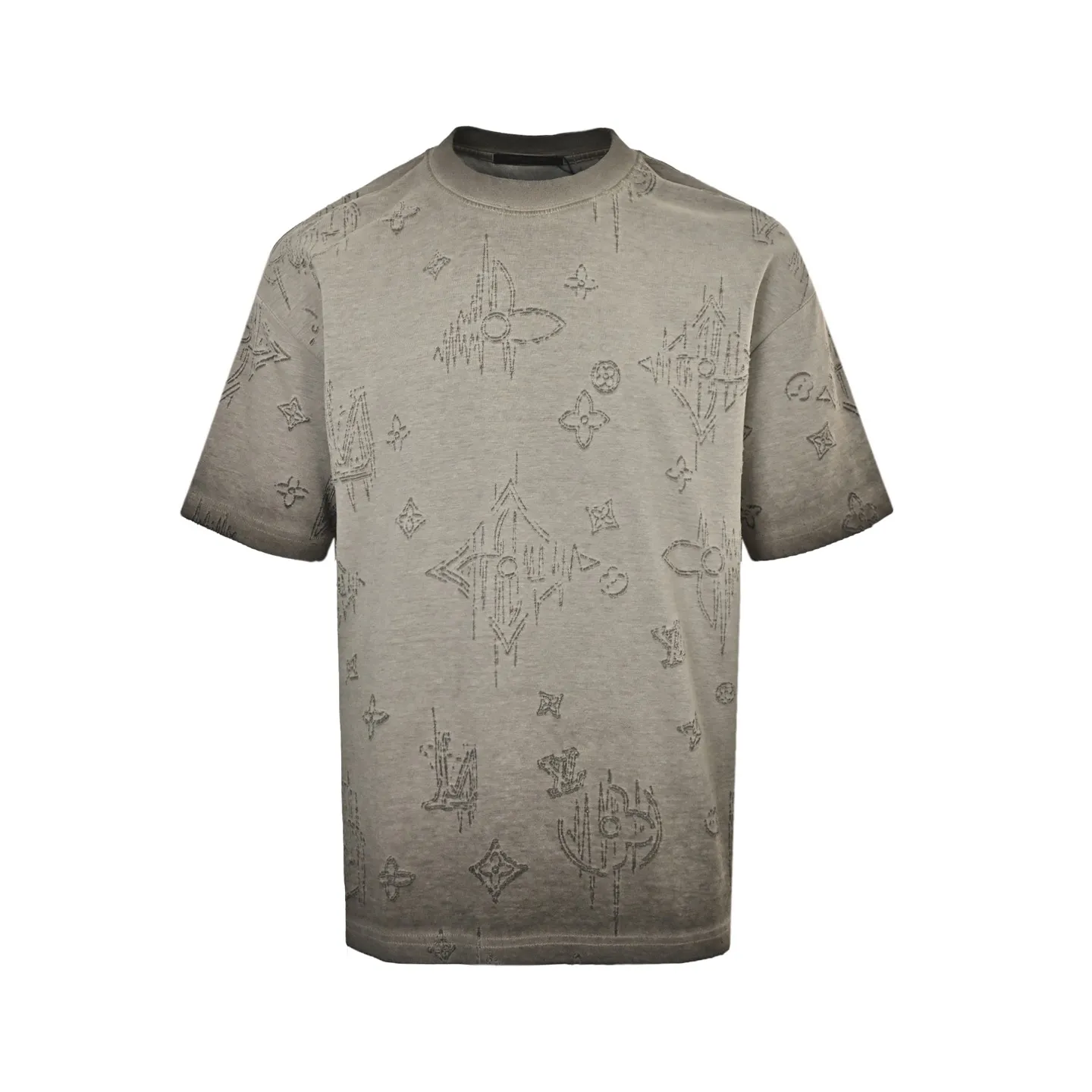 Louis Vuitton/Louis Vuitton presbyopia burnt flower washed distressed short sleeves